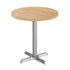 Natural Top/Silver Base |#| Commercial 30" NAT Wood Tabletop-22" x 22" SIL Table Height Cast Iron X Base