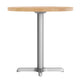 Natural Top/Silver Base |#| Commercial 30" NAT Wood Tabletop-22" x 22" SIL Table Height Cast Iron X Base