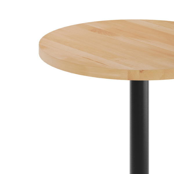 Natural Top/Black Base |#| Commercial 30" NAT Wood Tabletop-22" x 22" Black Table Height Cast Iron X Base