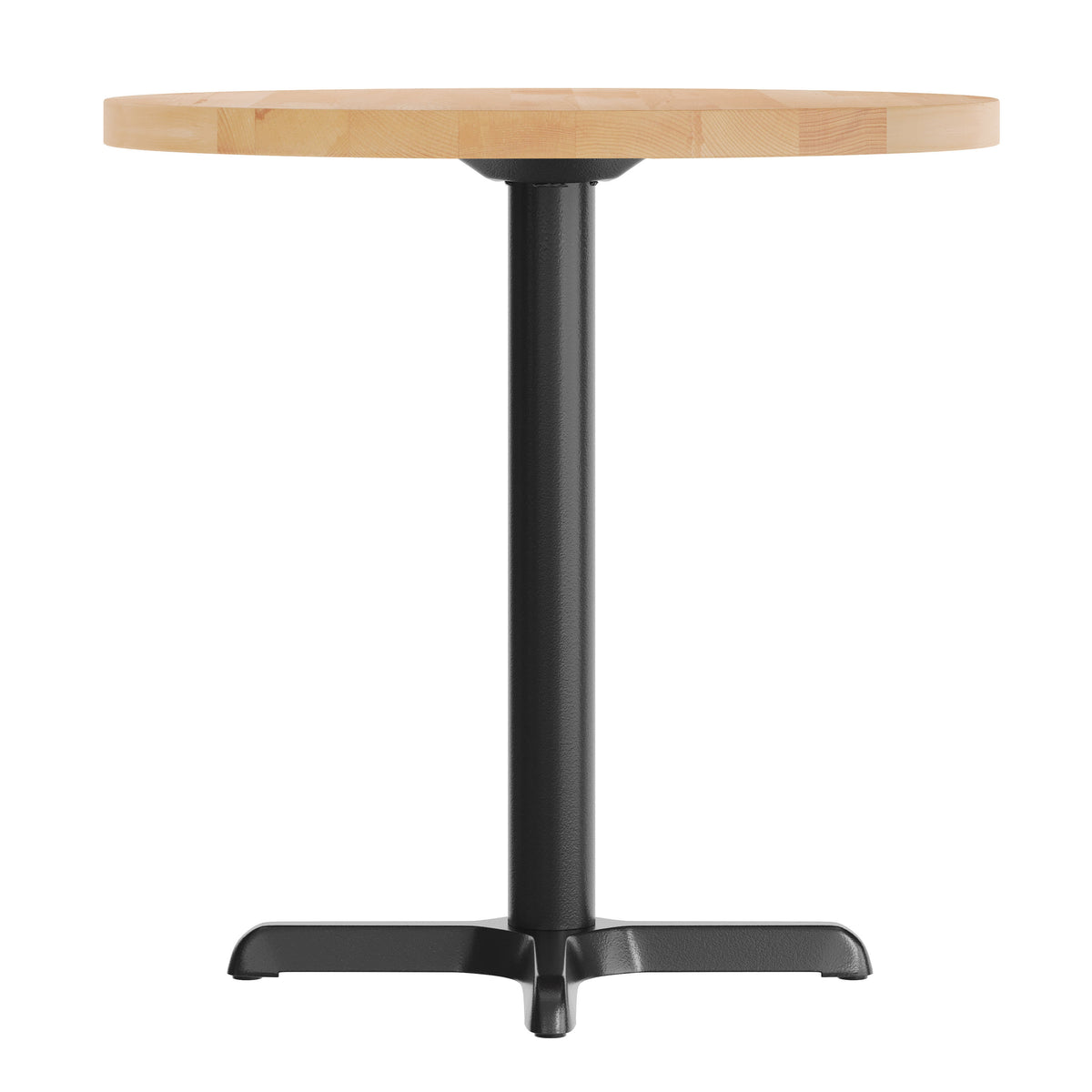 Natural Top/Black Base |#| Commercial 30" NAT Wood Tabletop-22" x 22" Black Table Height Cast Iron X Base