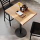Natural Top/Black Base |#| Commercial 24x30 Natural Wood Tabletop-18" RD Black Bar Height Cast Iron Base