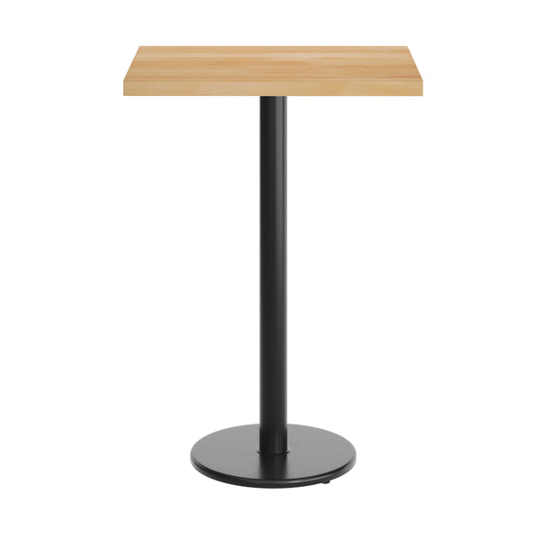 Natural Top/Black Base |#| Commercial 24x30 Natural Wood Tabletop-18" RD Black Bar Height Cast Iron Base