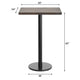 Dark Brown Top/Black Base |#| Commercial 24x30 DK Brown Wood Tabletop-18" RD Black Bar Height Cast Iron Base