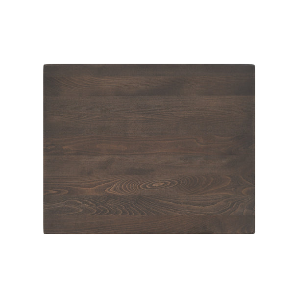 Dark Brown Top/Black Base |#| Commercial 24x30 DK Brown Wood Tabletop-18" RD Black Bar Height Cast Iron Base