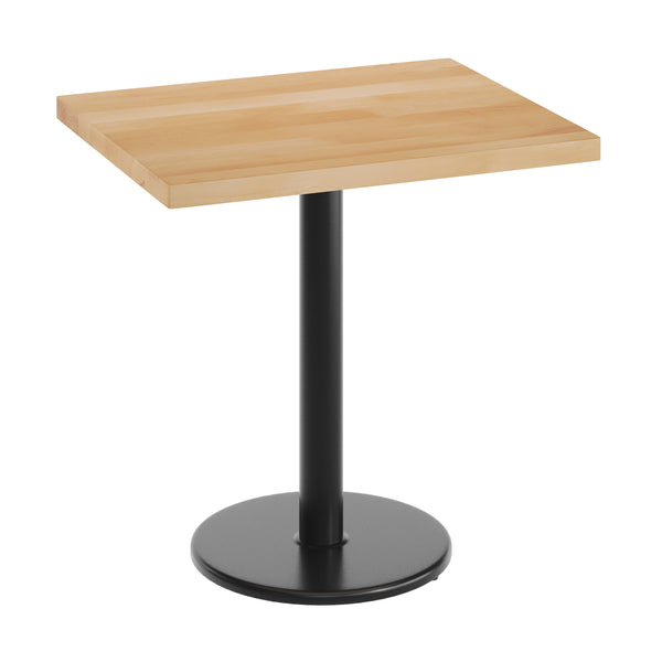 Natural Top/Black Base |#| Commercial 24x30 Natural Wood Tabletop-18" RD Black Cast Iron Base