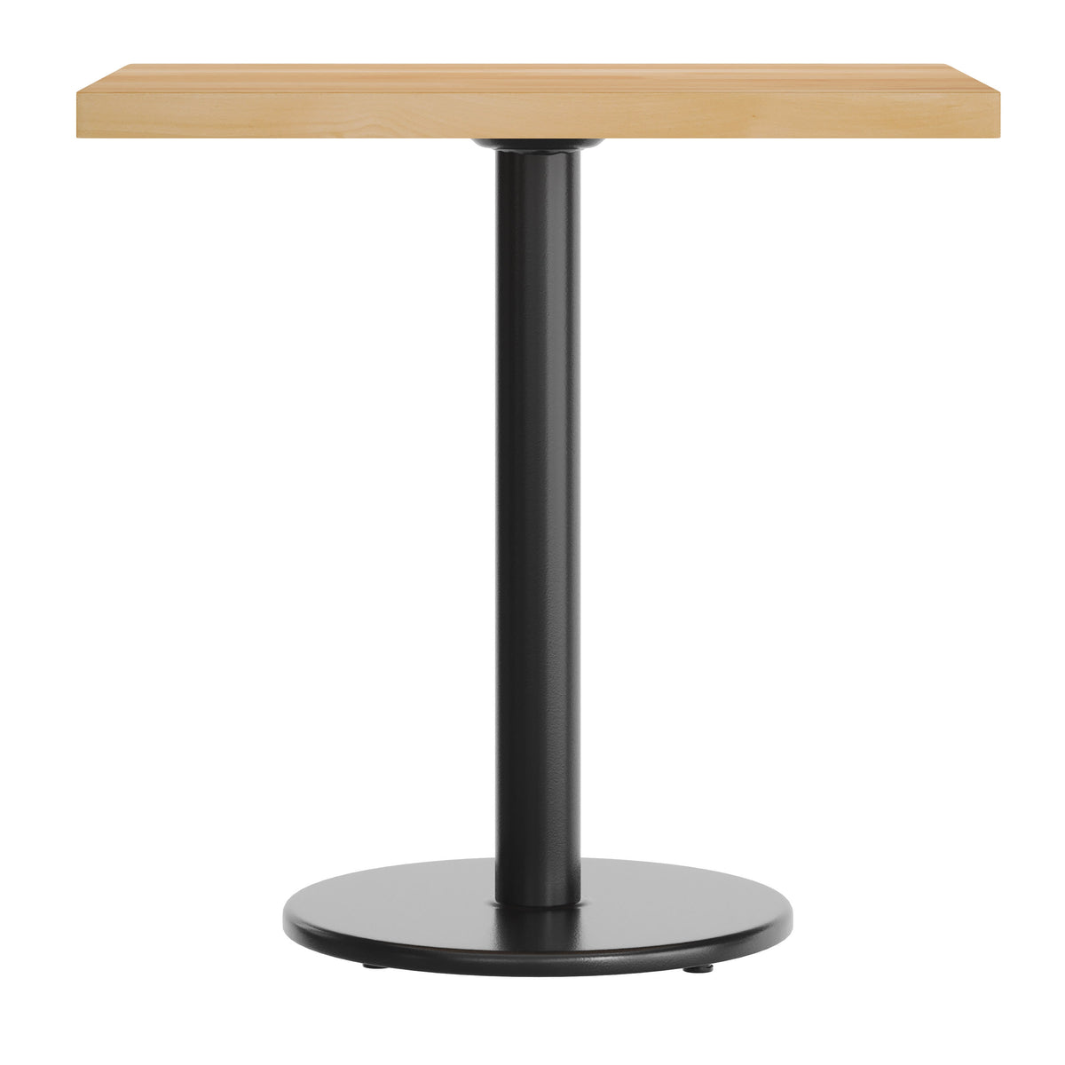 Natural Top/Black Base |#| Commercial 24x30 Natural Wood Tabletop-18" RD Black Cast Iron Base