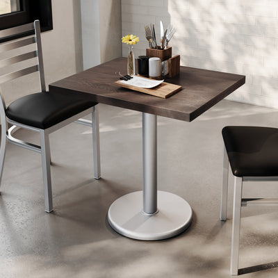 Rectangular Solid Wood Commercial Tabletop with 18" Round Dining Height Base - View 2