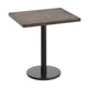 Dark Brown Top/Black Base |#| Commercial 24x30 DK Brown Wood Tabletop-18" RD Black Cast Iron Base