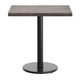Dark Brown Top/Black Base |#| Commercial 24x30 DK Brown Wood Tabletop-18" RD Black Cast Iron Base