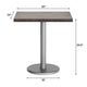 Dark Brown Top/Silver Base |#| Commercial 24x30 DK Brown Wood Tabletop-18" RD Silver Cast Iron Base