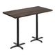 Dark Brown Top/Black Base,60"L x 30"W |#| Commercial 30x60 DK Brown Wood Tabletop and 22x22 Bar Height BK Cast Iron X Base