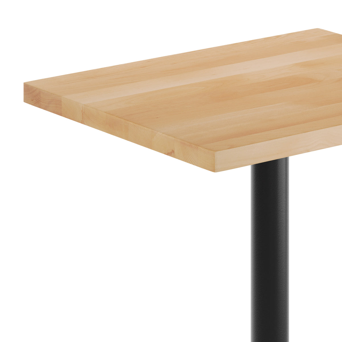 Natural Top/Black Base,30"L x 24"W |#| Commercial 24x30 Natural Wood Tabletop and 22x22 Bar Height BK Cast Iron X Base