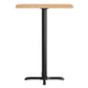 Natural Top/Black Base,30"L x 24"W |#| Commercial 24x30 Natural Wood Tabletop and 22x22 Bar Height BK Cast Iron X Base