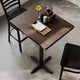 Dark Brown Top/Black Base,30"L x 24"W |#| Commercial 24x30 DK Brown Wood Tabletop and 22x22 Bar Height BK Cast Iron X Base