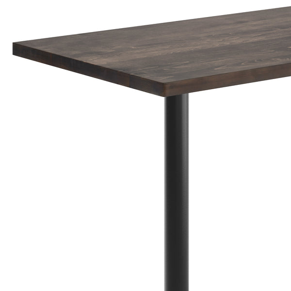 Dark Brown Top/Black Base,60"L x 30"W |#| Commercial 30x60 DK Brown Wood Tabletop and 22x22 Bar Height BK Cast Iron X Base