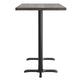 Dark Brown Top/Black Base,60"L x 30"W |#| Commercial 30x60 DK Brown Wood Tabletop and 22x22 Bar Height BK Cast Iron X Base