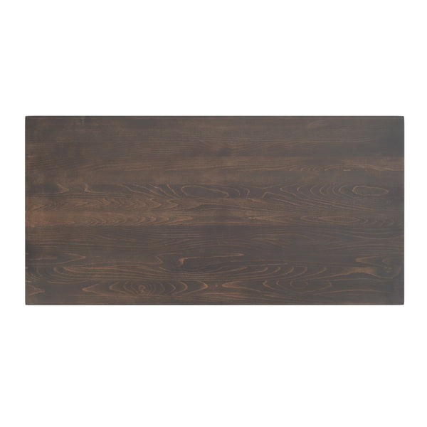 Dark Brown Top/Black Base,60"L x 30"W |#| Commercial 30x60 DK Brown Wood Tabletop and 22x22 Bar Height BK Cast Iron X Base