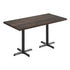 Dark Brown Top/Black Base,60"L x 30"W |#| Commercial 30x60 DK Brown Wood Tabletop and 22x22 Black Cast Iron X Base