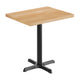 Natural Top/Black Base,30"L x 24"W |#| Commercial 24x30 Natural Wood Tabletop and 22x22 Black Cast Iron X Base