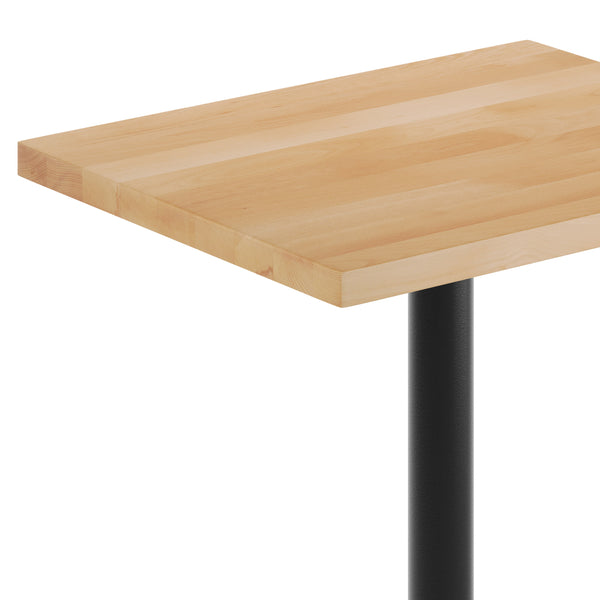 Natural Top/Black Base,30"L x 24"W |#| Commercial 24x30 Natural Wood Tabletop and 22x22 Black Cast Iron X Base