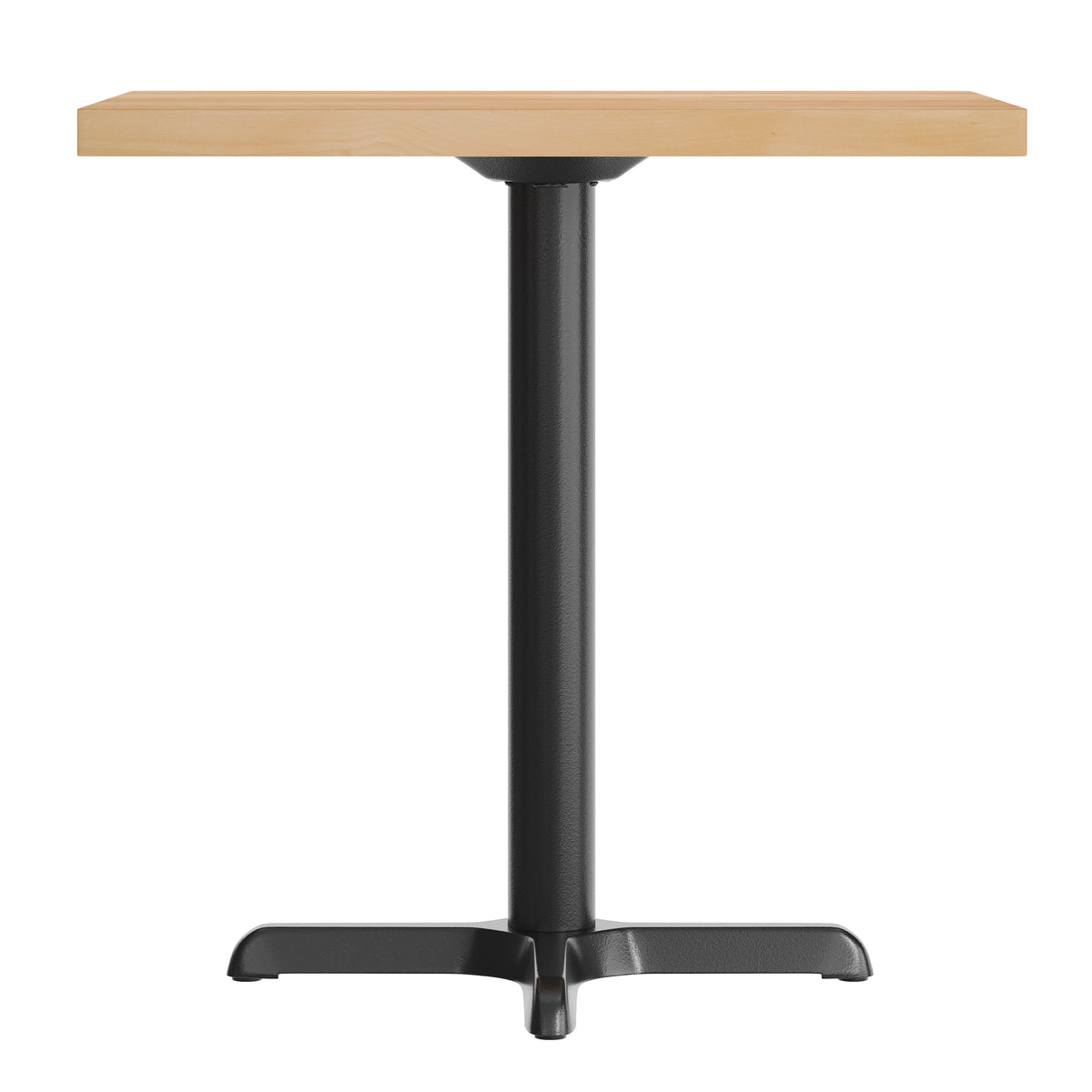 Natural Top/Black Base,30"L x 24"W |#| Commercial 24x30 Natural Wood Tabletop and 22x22 Black Cast Iron X Base