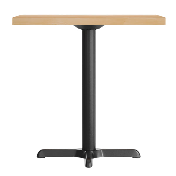 Natural Top/Black Base,30"L x 24"W |#| Commercial 24x30 Natural Wood Tabletop and 22x22 Black Cast Iron X Base
