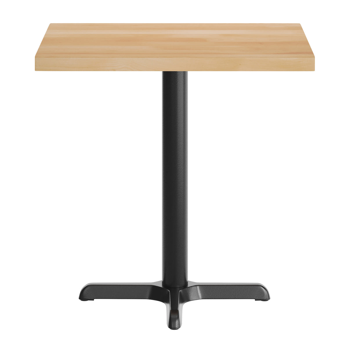 Natural Top/Black Base,30"L x 24"W |#| Commercial 24x30 Natural Wood Tabletop and 22x22 Black Cast Iron X Base