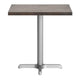 Dark Brown Top/Silver Base,30"L x 24"W |#| Commercial 24x30 DK Brown Wood Tabletop and 22x22 Silver Cast Iron X Base