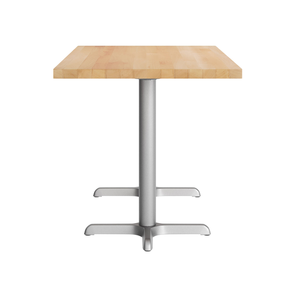 Natural Top/Silver Base,60"L x 30"W |#| Commercial 30x60 Natural Wood Tabletop and 22x22 Silver Cast Iron X Base