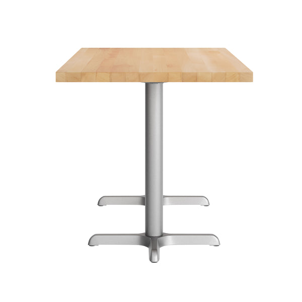 Natural Top/Silver Base,60"L x 30"W |#| Commercial 30x60 Natural Wood Tabletop and 22x22 Silver Cast Iron X Base