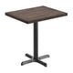 Dark Brown Top/Black Base,30"L x 24"W |#| Commercial 24x30 DK Brown Wood Tabletop and 22x22 Black Cast Iron X Base