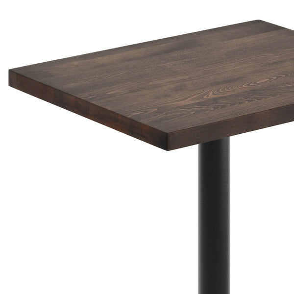 Dark Brown Top/Black Base,30"L x 24"W |#| Commercial 24x30 DK Brown Wood Tabletop and 22x22 Black Cast Iron X Base