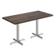 Dark Brown Top/Silver Base,60"L x 30"W |#| Commercial 30x60 DK Brown Wood Tabletop and 22x22 Silver Cast Iron X Base