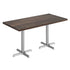 Dark Brown Top/Silver Base,60"L x 30"W |#| Commercial 30x60 DK Brown Wood Tabletop and 22x22 Silver Cast Iron X Base