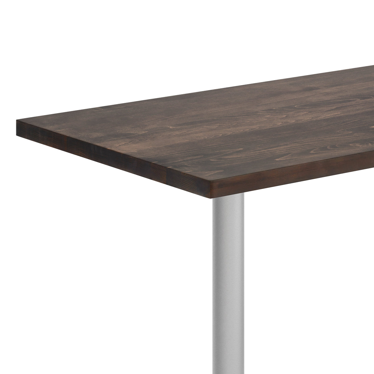 Dark Brown Top/Silver Base,60"L x 30"W |#| Commercial 30x60 DK Brown Wood Tabletop and 22x22 Silver Cast Iron X Base