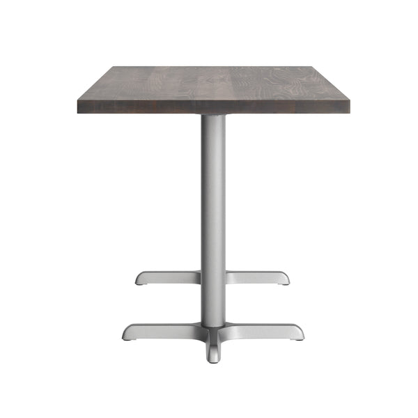 Dark Brown Top/Silver Base,60"L x 30"W |#| Commercial 30x60 DK Brown Wood Tabletop and 22x22 Silver Cast Iron X Base