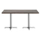 Dark Brown Top/Silver Base,60"L x 30"W |#| Commercial 30x60 DK Brown Wood Tabletop and 22x22 Silver Cast Iron X Base