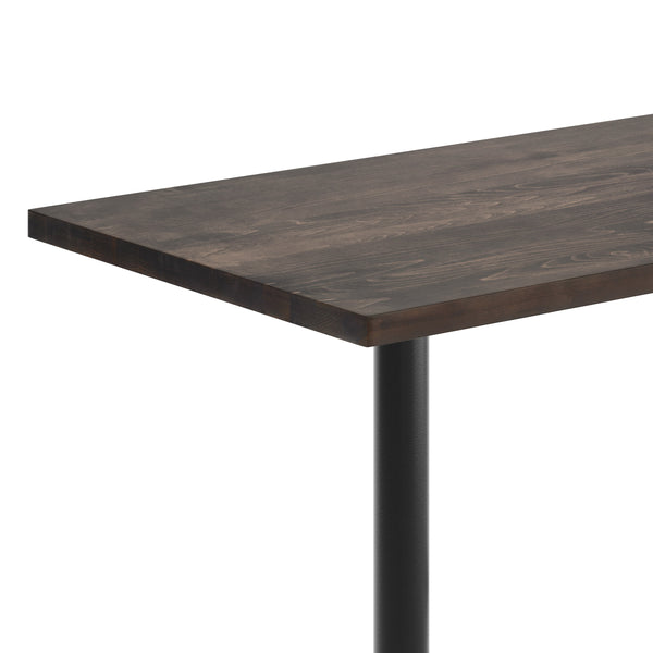 Dark Brown Top/Black Base,60"L x 30"W |#| Commercial 30x60 DK Brown Wood Tabletop and 22x22 Black Cast Iron X Base
