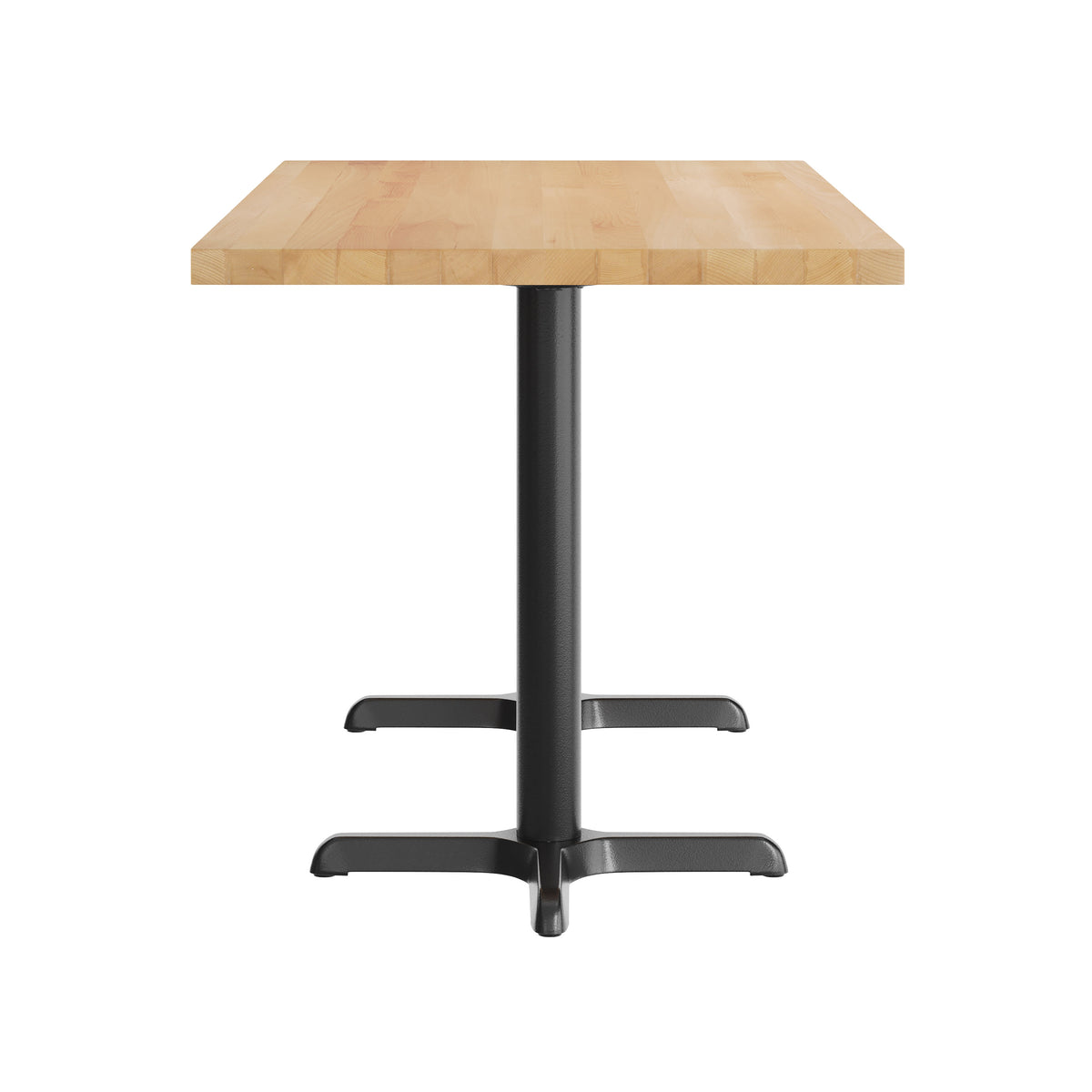 Natural Top/Black Base,60"L x 30"W |#| Commercial 30x60 Natural Wood Tabletop and 22x22 Black Cast Iron X Base
