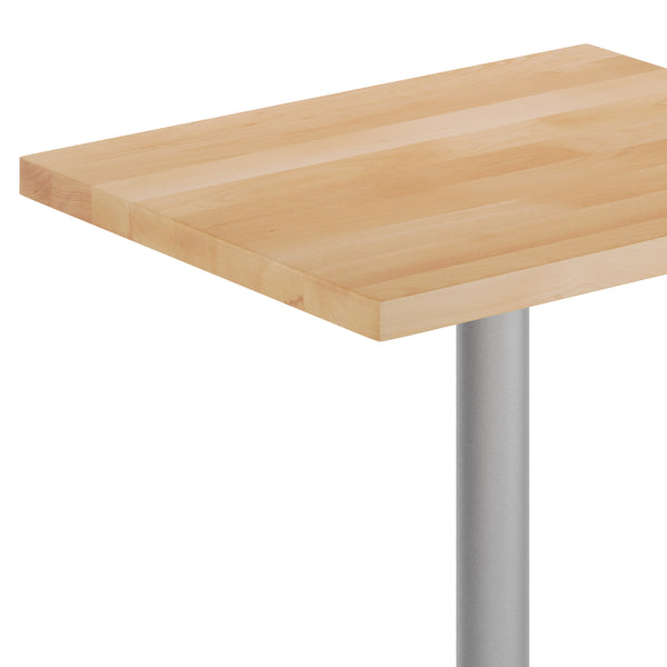 Natural Top/Silver Base,30"L x 24"W |#| Commercial 24x30 Natural Wood Tabletop and 22x22 Silver Cast Iron X Base