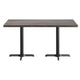 Dark Brown Top/Black Base,60"L x 30"W |#| Commercial 30x60 DK Brown Wood Tabletop and 22x22 Black Cast Iron X Base
