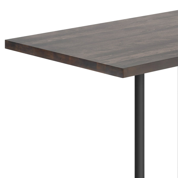 Dark Brown Top/Black Base |#| Commercial 30x48 DK BN Wood Table-23.5x 29.5 Bar Height Black Cast Iron X Base