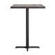 Dark Brown Top/Black Base |#| Commercial 30x48 DK BN Wood Table-23.5x 29.5 Bar Height Black Cast Iron X Base
