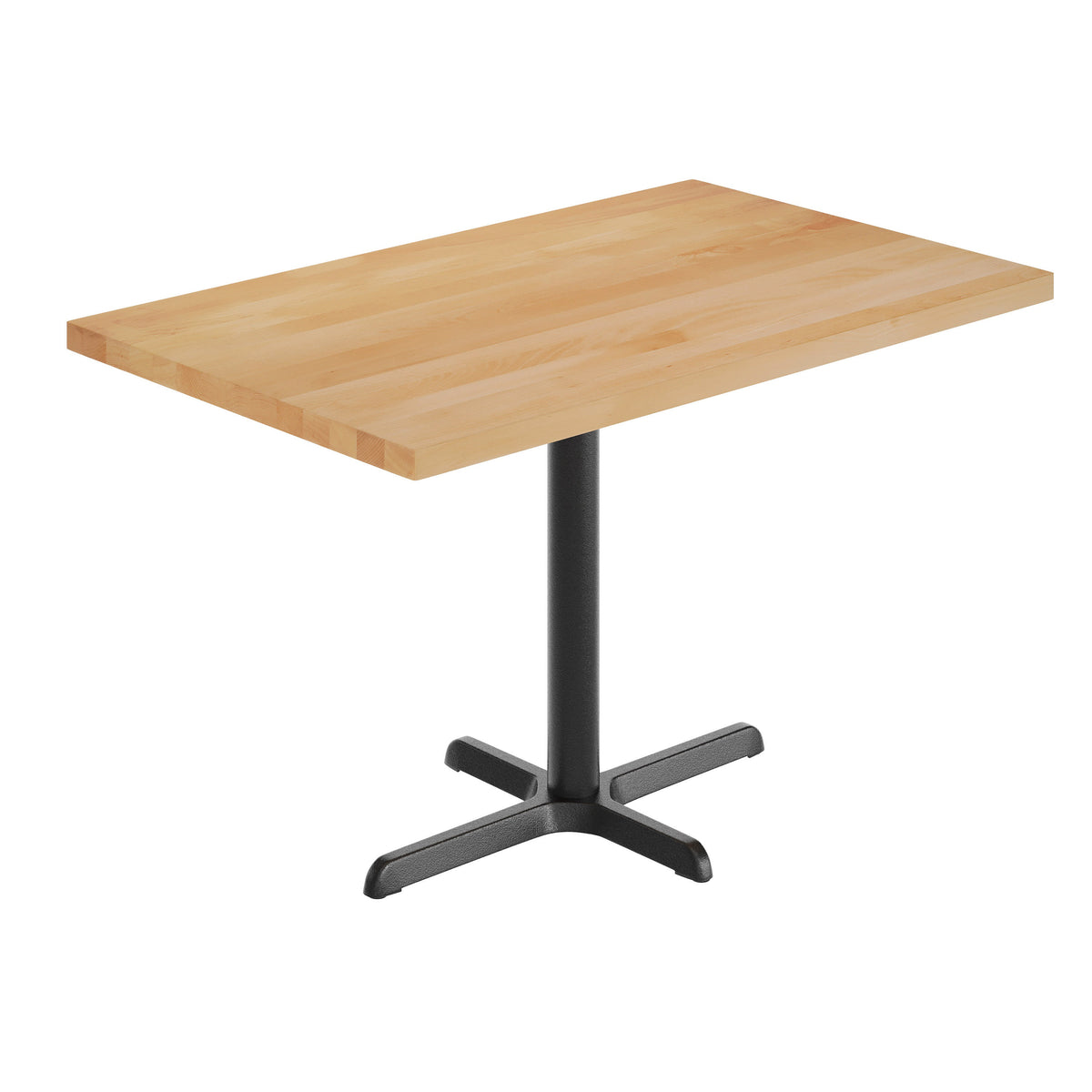 Natural Top/Black Base |#| Commercial 30x48 NAT Wood Table-23.5x 29.5 Table Height Black Cast Iron X Base
