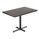 Dark Brown Top/Black Base |#| Commercial 30x48 DK BN Wood Table-23.5x 29.5 Table Height Black Cast Iron X Base