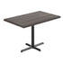Dark Brown Top/Black Base |#| Commercial 30x48 DK BN Wood Table-23.5x 29.5 Table Height Black Cast Iron X Base