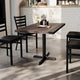 Dark Brown Top/Black Base |#| Commercial 30x48 DK BN Wood Table-23.5x 29.5 Table Height Black Cast Iron X Base