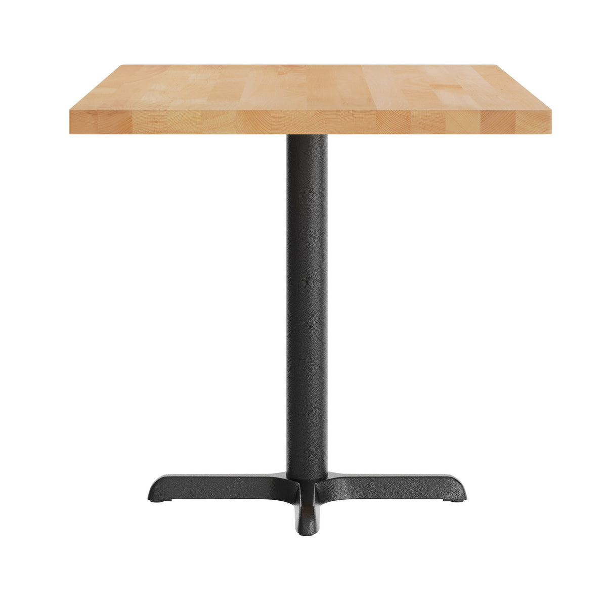 Natural Top/Black Base |#| Commercial 30x48 NAT Wood Table-23.5x 29.5 Table Height Black Cast Iron X Base
