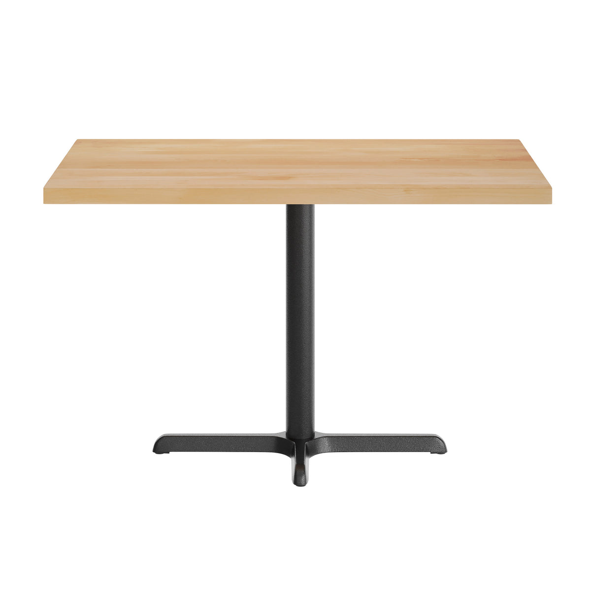 Natural Top/Black Base |#| Commercial 30x48 NAT Wood Table-23.5x 29.5 Table Height Black Cast Iron X Base