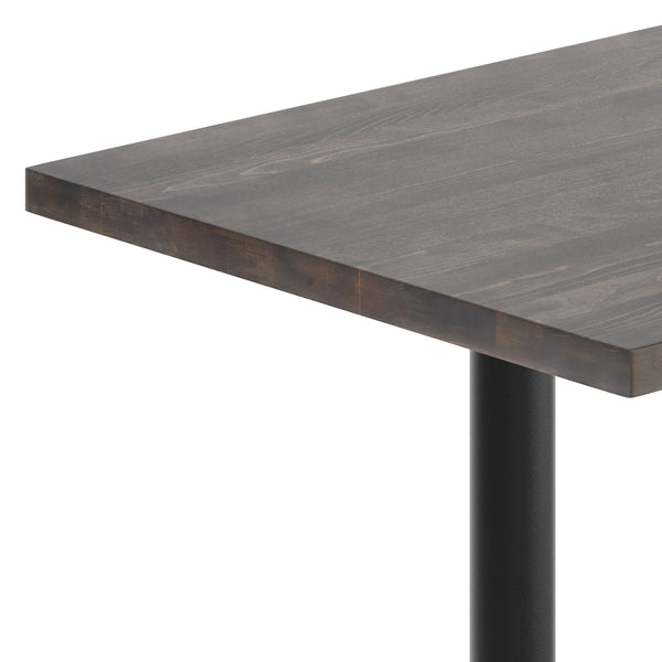 Dark Brown Top/Black Base |#| Commercial 30x48 DK Brown Wood Tabletop-5x22 Bar Height Black Cast Iron T Bases